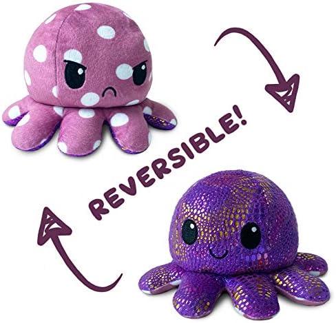 TeeTurtle Reversible Polka Dot and Shimmer Octopus Plushie