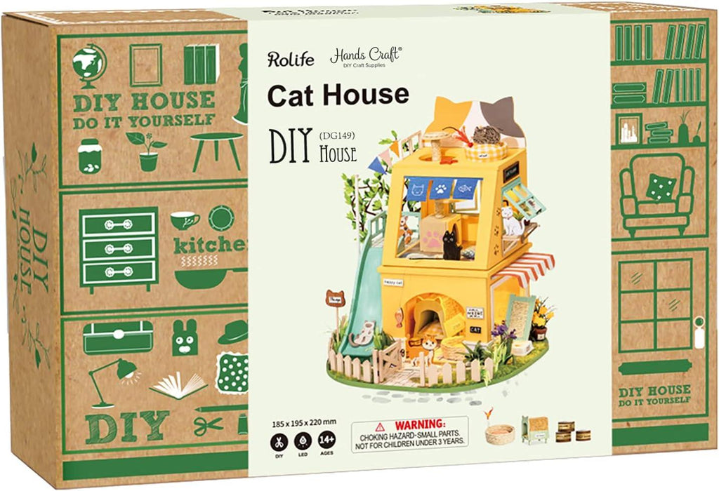 Cat House 3D Model Tiny House Building with LED Lights