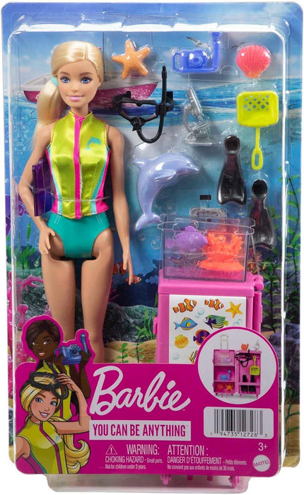Barbie Marine Biologist Doll & 10+ Accessories, Mobile Lab Playset with Blonde Doll, Case Opens for Storage & Travel