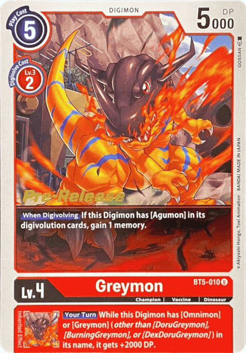 Greymon [BT5-010] [Battle of Omni Pre-Release Promos]