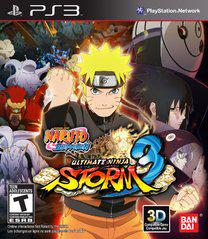 The cover art of "Naruto Ultimate Ninja Storm 3" for PS3 by Everything Games features Naruto Uzumaki with a determined expression surrounded by series characters against an action-packed background. Rated T for Teen, this thrilling game also includes 3D support.