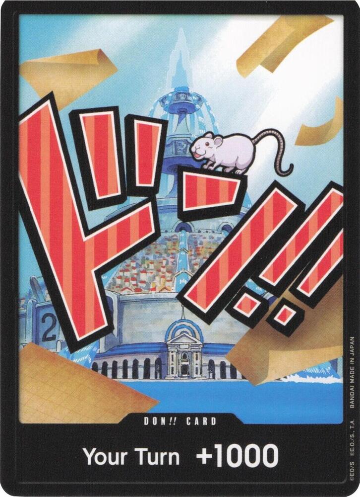 The Bandai DON!! Card (Iceberg) [Premium Booster - The Best-] features a dramatic design with a mouse on bold red Japanese characters in a stadium, 