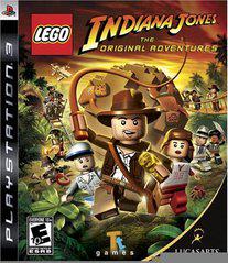 The PlayStation 3 cover of "Lego Indiana Jones The Original Adventures" by telltalegames features LEGO Indiana Jones with a whip in a jungle scene, alongside other LEGO characters, a temple, and treasure. Logos for LEGO, PlayStation, and LucasArts are present. Rated E10+.