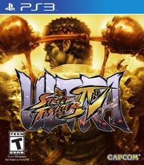 The cover art for "Ultra Street Fighter IV" on PS3 features a muscular Ryu glancing back over his shoulder with glowing fists. The dynamic title is in a stylized font, with Capcom's logo at the bottom right and an ESRB Teen rating at the bottom left.