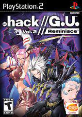 The cover art for ".hack//GU Vol. 2 Reminisce," a PlayStation 2 game from Bandai Namco, features an anime character with spiky silver hair prominently in the foreground, surrounded by other characters striking dynamic poses. The bright purple background enhances the anticipation of the expanded combat system, encapsulating the essence of this "T" rated game.