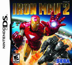 The cover art for SEGA's "Iron Man 2" Nintendo DS game vividly depicts the exhilarating superhero adventure. It features Tony Stark in his signature red and gold armor flying alongside War Machine, clad in silver and black, with a glowing hand outstretched. The scene is set against a backdrop of an explosion and cityscape, with an ESRB rating of Teen.