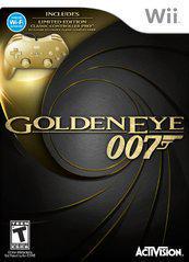 The "Goldeneye 007 and Controller Bundle" cover features a black and gold spiral with the title in bold. A golden "Limited Edition" controller appears at the top left. Rated "T for Teen," this first-person shooter embodies James Bond's legacy. The Activision logo is at the bottom right.