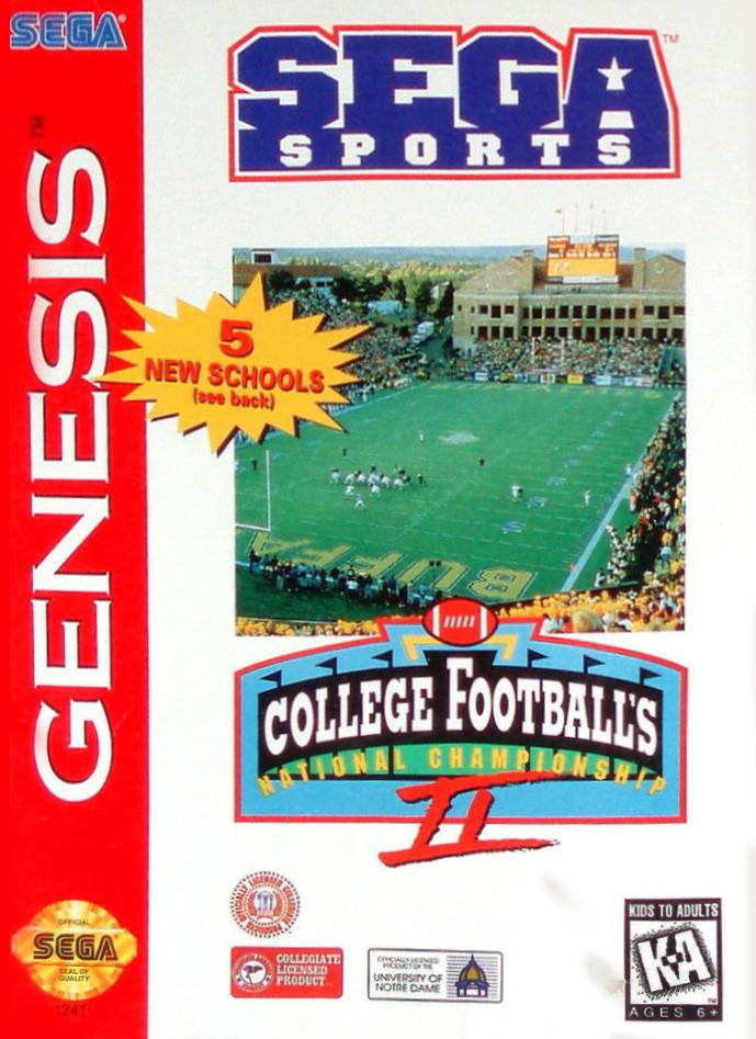 College Football's National Championship II Sega Genesis