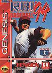 The cover of "RBI Baseball 94" by Tengen for Sega Genesis features an arcade-style baseball scene with a pitcher ready in a windup. The title is at the top surrounded by Genesis and Tengen logos, and the "GA" rating label is on the bottom right.