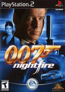 The cover of "007: Nightfire," a captivating first-person shooter from Everything Games, features James Bond in a suit holding a gun. In the background, a woman in a blue dress is subtly visible beside a sleek sports car. To complete the design, the iconic game logo and ESRB "Teen" rating are prominently displayed.