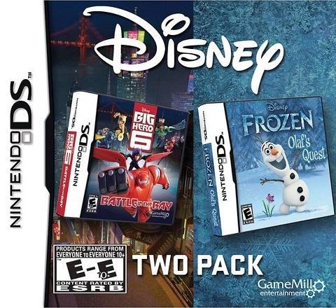 Cover image of the Frozen and Big Hero 6 Disney 2 Pack for Nintendo DS, featuring 