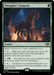 The image shows a Magic: The Gathering card titled "Smuggler's Surprise [Outlaws of Thunder Junction]," a Rare Instant from the Outlaws of Thunder Junction set. This green instant features abilities like Spree, milling four cards, summoning creatures or lands, and granting creatures hexproof and indestructible. The art depicts a huge wooden horse in a dark, medieval city environment.