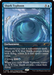 The image depicts a Magic: The Gathering card called "Shark Typhoon (Store Championship) [Bloomburrow Promos]." It illustrates a swirling vortex of water with sharks swimming within it. This Enchantment card has a casting cost of 5 generic and 1 blue mana, and it includes abilities such as creating flying shark tokens when you cast a noncreature spell. The artwork is by Carlos Palma Cruchaga.