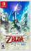 Cover of "The Legend of Zelda™: Skyward Sword HD" by Everything Games for Nintendo Switch. It depicts Link holding a glowing sword into the sky amid an artistic collage, showcasing realistic swordplay with intuitive motion controls. The Switch logo is at the top left, and the ESRB "Everyone 10+" rating is at the bottom left.