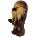 A LEGO Star Wars: Chewbacca Plush Minifigure from Little Shop of Magic, characterized by its tall and furry brown body with lighter brown hair covering its face and chest. It has a silver and gray bandolier across its torso and a Star Wars tag on the leg, perfect for soft toy play. The toy is depicted against a white background.