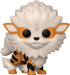 A Funko Pop! Games: Pokemon - Arcanine vinyl figure, a character from Pokémon. The figure has large, round black eyes, orange fur with black stripes, and a fluffy cream-colored mane and tail. Its mouth is open, showing tiny fangs, and it stands in a playful, happy pose.