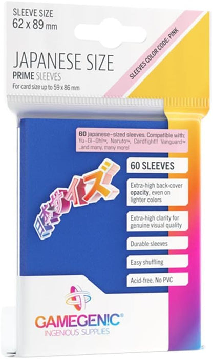 Prime Japanese Size Blue Card Sleeves | 60 Pack of 62 mm by 89 mm Card Sleeves