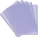 A set of six translucent trading card protectors spread out in a fan-like arrangement. The sheets are uniform in size with rounded corners and have a slight purple tint, making the overlapping areas appear darker. Ideal for collectible trading cards, each Ultra PRO Ultra Pro 3" X 4" Clear Regular 25ct Top Loaders for Cards Baseball Card Protectors Hard Plastic Hard Card Sleeves Card Top Loaders is smooth and shiny.