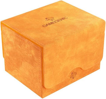 The Sidekick 100+ XL Deck Box (Orange) by Everything Games is a bright orange, square box with a premium Nexofyber surface featuring the Gamegenic logo. Part of the Convertible line, its sturdy design ensures stylish storage with a clean, minimalist aesthetic for efficient organization.