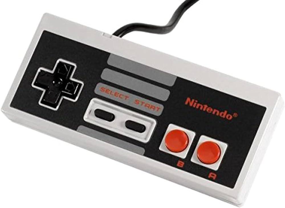 The Nes original controller by Nintendo is a classic retro gaming accessory with a rectangular shape. It features a black directional pad on the left, two grey buttons labeled 