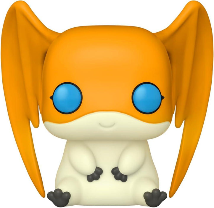 A Funko Pop! Animation: Digimon: Digital Monsters - Patamon, a delightful Digimon companion from the series. It features an orange head with large blue eyes, long bat-like ears, and a small cream-colored body with black-tipped paws. This vinyl figure is seated and perfect for any Digimon collection.