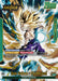 A dynamic trading card featuring "Son Gohan : Childhood (FB01-071) (Alternate Art) [Awakened Pulse]" from Dragon Ball Super: Fusion World. The Leader card shows Gohan with spiky blond hair, wearing a purple outfit, surrounded by electric blue energy. Text sections include attack and battle abilities, with "Awakened Pulse" and "20,000" at the top, and descriptive text at the bottom.