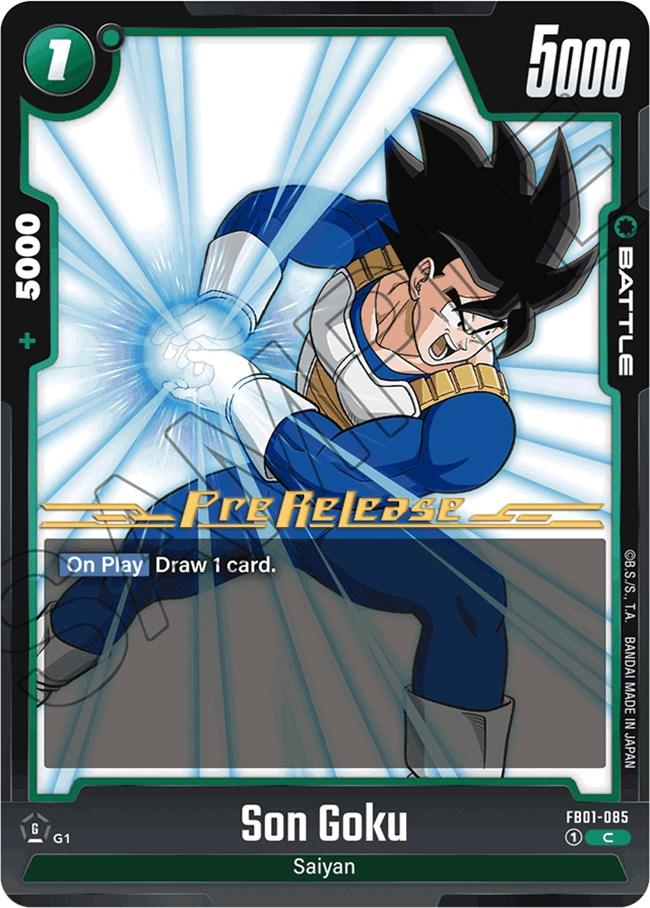 The Son Goku (FB01-085) [Awakened Pulse Pre-Release Card] from Dragon Ball Super: Fusion World depicts 