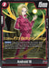 A colorful trading card featuring "Android 18" from Dragon Ball Super: Fusion World. "Android 18" is illustrated in a red tracksuit, standing confidently and holding a green orb of energy, showcasing her Awakened Pulse. The card includes stats like 15000 power and abilities, with Android 18 (FB01-014) [Awakened Pulse Pre-Release Cards] text prominently displayed.