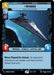 A Star Wars trading card featuring the legendary "Avenger - Hunting Star Destroyer (040/252) [Spark of Rebellion]" from Fantasy Flight Games with a cost of 9. The ship is depicted in space with a planet in the background. The card has stats of 8 force, 8 attack, and 8 defense, and the ability to eliminate an opponent's non-leader unit upon attack.