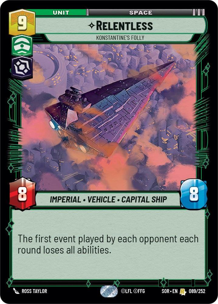 A rare digital card from a game depicts a large starship named 