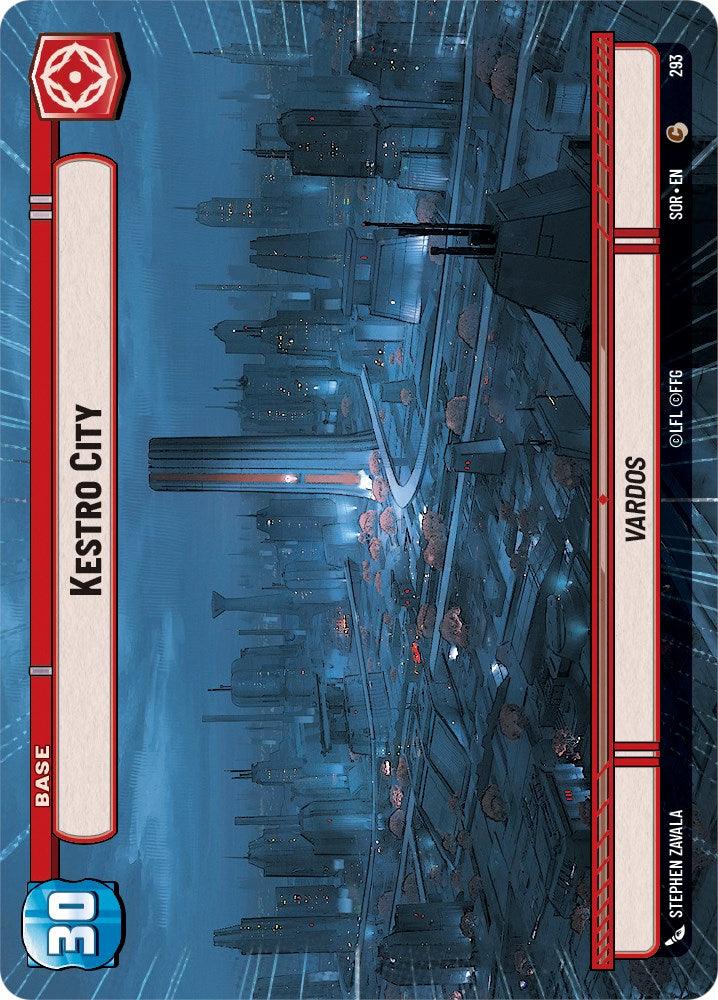 A card from a game by Fantasy Flight Games depicts a futuristic cityscape titled 