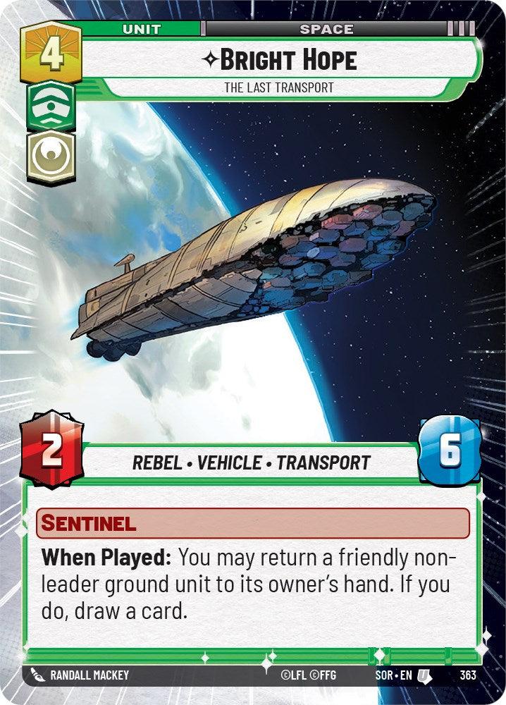 A card from a game featuring a spaceship flying near a planet, titled 