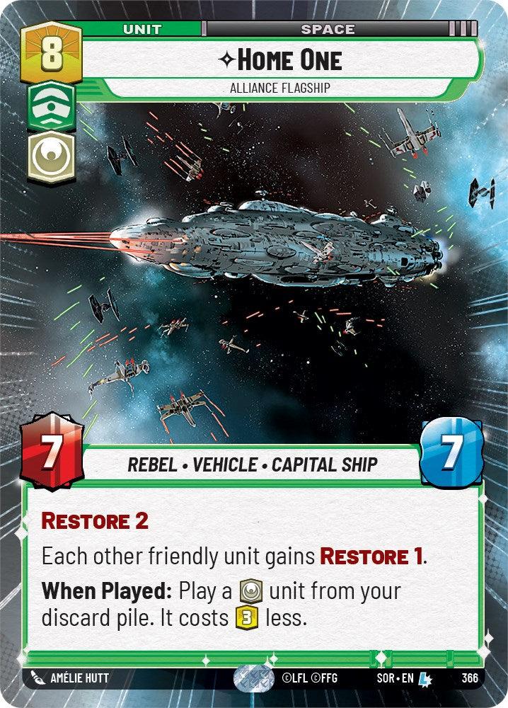 A card from a game showing the legendary Alliance flagship 