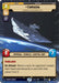 A card from a space-themed game featuring the unit "Chimaera - Flagship of the Seventh Fleet (Hyperspace) (448) [Spark of Rebellion]." It costs 8 resources, has 8 attack, and 7 defense. Categorized as "Imperial · Vehicle · Capital Ship" with the "Shielded" keyword, its special ability lets you name a card and force your opponent to reveal and discard it when attacking. From Fantasy Flight Games.