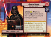 A Star Wars-themed game card titled "Darth Vader - Dark Lord of the Sith (Hyperspace) (Event Promo) (2/2) [Miscellaneous]" from Fantasy Flight Games. The card features an illustration of Darth Vader wielding a lightsaber. With a stats "5/8," actions for play, and a Special Rarity "Epic Action" for deployment under certain conditions, it sparks rebellion across the galaxy.