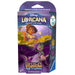 The image shows the packaging of a Disney trading card game titled "Ursula's Return - Starter Deck (Amber & Amethyst)." This Disney starter deck transports players to a magical realm, featuring colorful illustrations of characters. Designed for single-player use, it's suitable for ages 8 and up and includes 60 cards.