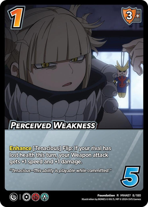 A cartoon of a woman holding Perceived Weakness [Girl Power] by UniVersus.