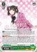 A card featuring an anime-style character named Megumi from "Saekano the Movie: Finale," wearing a pink sweater, white skirt, white beret, and black tights. The background is a pink and white checkerboard pattern with multiple sparkles. This Double Rare *Hanging Out Together, Megumi (SHS/W98-E032 RR) [Saekano the Movie: Finale]* by *Bushiroad* includes text boxes detailing Megumi's abilities and 9500 power stats.