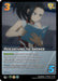 A rare card features an animated female character with black hair in a high ponytail, wearing a red and white outfit, intently reading a book. Titled "Researching the Answer [Girl Power]," it costs 3 energy, has a 2-difficulty and 5-check value. The text describes its unique ability and Block Zone L mechanism from the UniVersus brand.