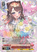 Anime-style card of a smiling girl with cat ears, wearing a sailor-themed outfit, holding a bouquet of flowers. Text reads "Poppin' Party" with card game details and instructions. Background features colorful, sparkling effects. Part of the Bushiroad BanG Dream! Girls Band Party! Countdown Collection, this Band Rare card is labeled "Congratulatory Bouquet, Kasumi Toyama (BD/WE42-E053BDR BDR) [BanG Dream! Girls Band Party! Countdown Collection].