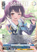 Image of the card "Confident Hard Worker, Tsukushi Futaba (BD/WE42-E079BDR BDR) [BanG Dream! Girls Band Party! Countdown Collection]" from Bushiroad. The card features an illustration of a cheerful girl with long purple hair and an outfit with musical notes. It has game stats, text, and "Morfonica" written prominently.
