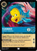 A Disney card titled "Flounder - Collector's Companion (144/204) [Ursula's Return]." It displays a colorful, animated fish character. The card has a cost of 3 ink, 2 strength, and 2 willpower. It includes abilities: "Support" for adding strength and "I'm Not a Guppy," which requires Ariel to be in play.