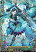 A colorful fantasy card featuring a female character with long aqua hair, dressed in elaborate, magical blue armor adorned with golden accents. She is wielding a staff surrounded by glowing blue and green energy wisps. This Sword Princess of Dream Blade, Lascaria Veleno (FFR) (DZ-BT01/FFR13EN) [Fated Clash] by Bushiroad details her abilities and stats at the bottom.