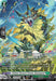 A trading card features a majestic Sylvan Horned Beast, Banaspati (SR) (DZ-BT01/SR31EN) [Fated Clash] from Bushiroad. This SR Card depicts the creature with vibrant, leafy green and yellow armor adorned with blue and purple accents. It possesses one massive horn and draconic wings. The text below outlines its abilities and stats, with a power level of 10,000.