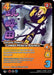 A trading card titled "Grape-Pinky Combo Mineta Bounce [Girl Power]" in the "UniVersus" series. The card features a character surrounded by purple grape-like objects, showcasing his combo moves. With stats of 4 attack, 4 speed, and 3 control, details about ranged effects are shown below the image.