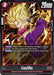 A battle card featuring Caulifla from the Dragon Ball series. Caulifla, with her spiky blonde hair, is dressed in a red top and purple pants, shown powering up with a blazing yellow aura. The card has a power level of 20,000 and critical ability. The card name reads "Caulifla (FB02-007) [Blazing Aura]" from Dragon Ball Super: Fusion World.
