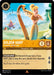 The image depicts a rare Disney game card titled "Golden Harp - Enchanter of the Land (11/204) [Ursula's Return]." It shows a blonde, fairy-like character known as the Enchanter of the Land playing a large golden harp with a serene landscape in the background, including a castle and musical notes. The card's details include cost (1), strength (1), and willpower (4), with the ability 'Stolen Away.'