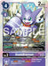 A Digimon trading card featuring "Gumdramon [BT12-074] (Official Tournament Vol.13 Winner Pack) [Across Time Promos]" with a blue border and "Play Cost: 4." Gumdramon, a fierce purple dragon, wields a lightning spear. The card displays "DP: 2000" and evolution details. Labeled as a promo, the word "SAMPLE" is overlaid on the image.