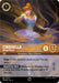 A trading card titled "Cinderella - Melody Weaver (Enchanted) (205/204) [Ursula's Return]." The illustration shows Cinderella in a sparkling blue gown with arms raised gracefully. Enchanted, the card has a cost of 5, 1 attack, and 5 defense. Text: "Singer 9" and "Beautiful Voice: Whenever this character sings a song, your other Princess characters get +1 attack this turn.
Brand Name: Disney.