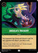 A Disney Lorcana card titled "Ursula's Trickery (96/204) [Ursula's Return]" featuring Ursula from The Little Mermaid. She uses magic with a glowing yellow trident while holding a scroll. An uncommon Action card costing 1 ink, it reads: Each opponent may choose and discard a card. For each who doesn’t, you draw a card. Release date: 2024.
